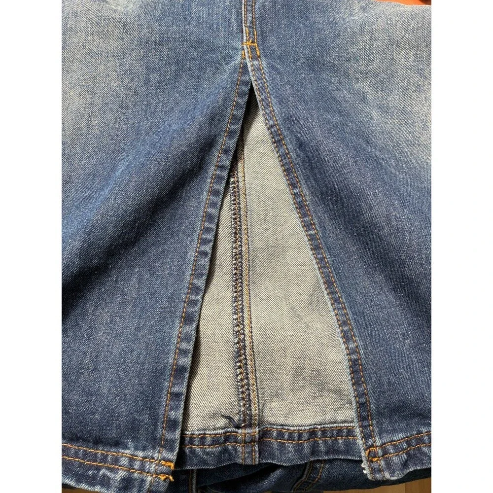 Social Collision Womens Denim Midi Skirt Blue Cargo Pockets Size SM - Picture 7 of 7